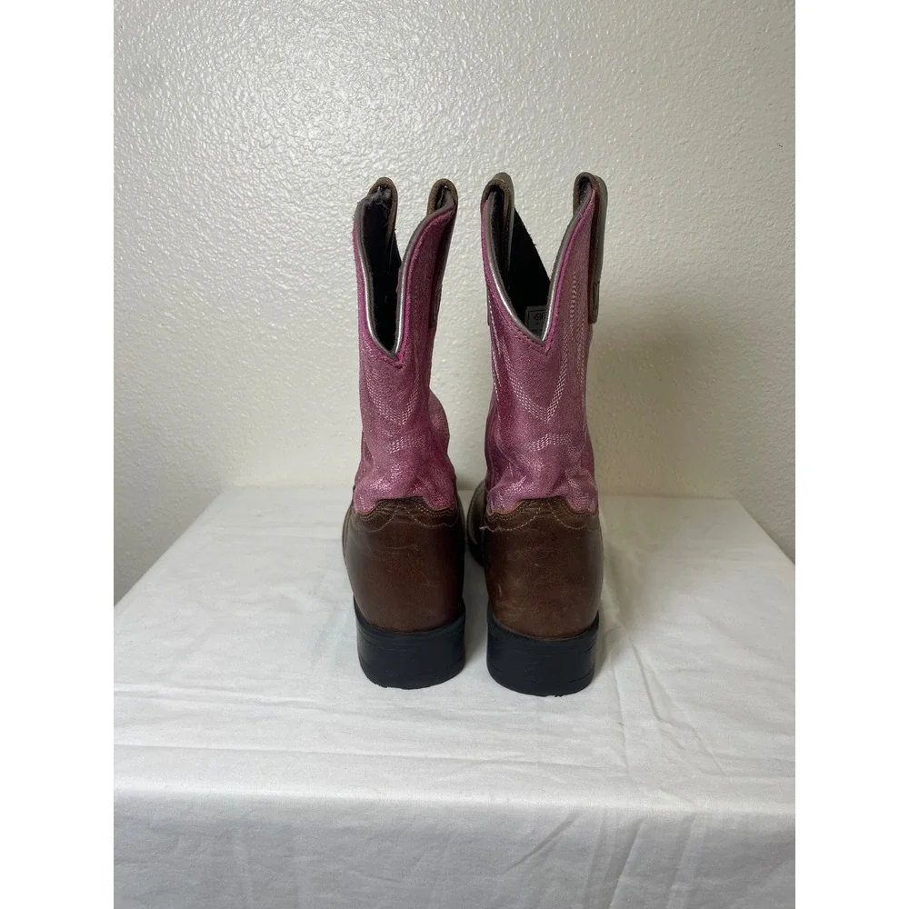 Shyanne Western Boots Kids Size 3D Brown Pink Good Leather‎ Square Toe 20090